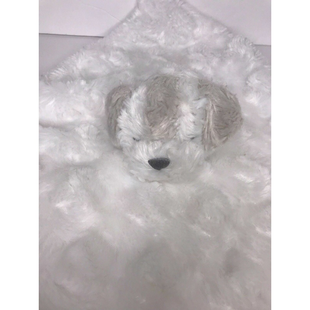 Blankets & Beyond Puppy Dog Security White Grey Swirl Fur 12x12 Baby Soft Lovey